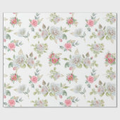 Elegante Rozen met gouden gegraveerde bladeren Cadeaupapier (Vlak)