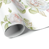 Elegante Rozen met gouden gegraveerde bladeren Cadeaupapier (Rol Hoek)