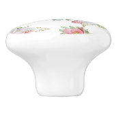 Elegante Rozen met gouden gegraveerde bladeren Keramische Knop (Zijkant)