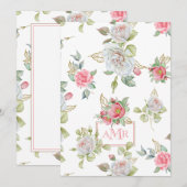 Elegante Rozen met gouden gegraveerde bladeren | M Notitiekaartje (Voorkant / Achterkant)