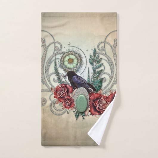 Elegante rozen met kraai bad handdoek (Handdoek)
