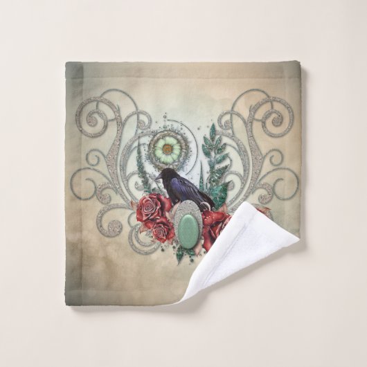 Elegante rozen met kraai bad handdoek (Wasdoekje)