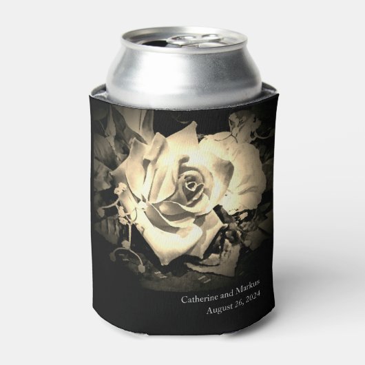 Elegante rozen met monogram blikjeskoeler (Blikje Voorkant)