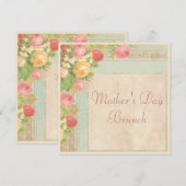 Elegante  Rozen Moederdag Brunch Kaart (Voorkant / Achterkant)