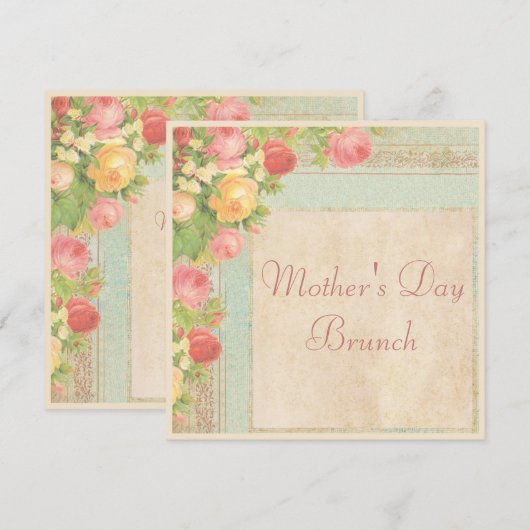 Elegante  Rozen Moederdag Brunch Kaart (Voorkant / Achterkant)