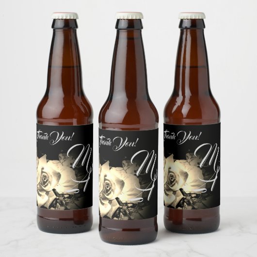 Elegante Rozen Monogram Etiket Voedsel en Drank Se (Flessen)
