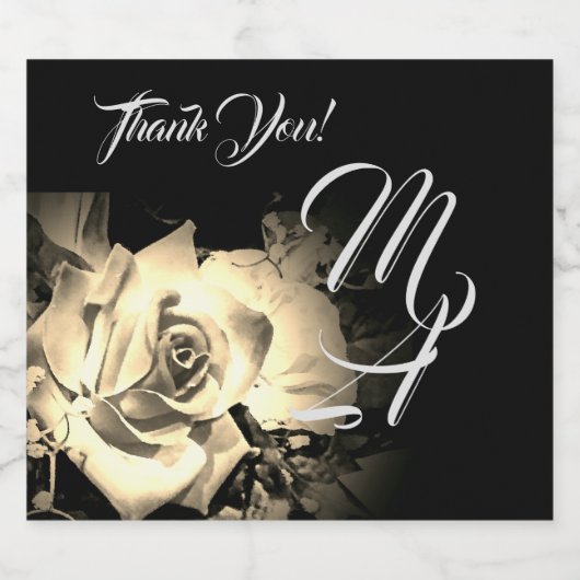 Elegante Rozen Monogram Etiket Voedsel en Drank Se (Enkel label)