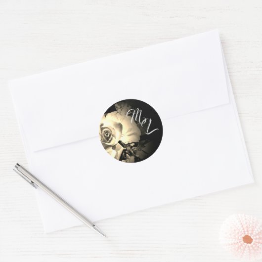 Elegante Rozen Monogrammed Sticker (Envelop)