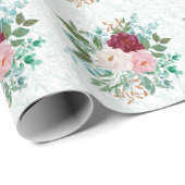 Elegante Rozen & Munt Cadeaupapier (Rol Hoek)