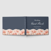 Elegante Rozen Navy Blue Blush White Wedding Gastenboek (Volledig)