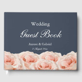 Elegante Rozen Navy Blue Blush White Wedding Gastenboek (Voorkant)