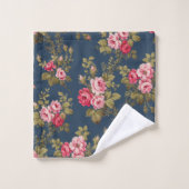 Elegante Rozen op blauwe achtergrond Bad Handdoek (Wasdoekje)