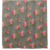 Elegante Rozen op grijze achtergrond Douchegordijn (Voorkant)