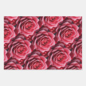 Elegante rozen patroon inpakpapier set van 3 vel (Voorkant 3)