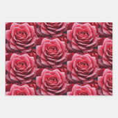 Elegante rozen patroon inpakpapier set van 3 vel (Voorkant 2)