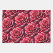Elegante rozen patroon inpakpapier set van 3 vel (Voorkant)