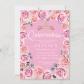 Elegante rozen Prinses Sweet 16 Uitnodiging  (Voorkant)