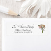 Elegante Rozen Roze Bloemen Retouradres Etiket (Insitu)