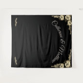 Elegante Rozen Sepia en Zwart Wandkleed (Voorkant (horizontaal))