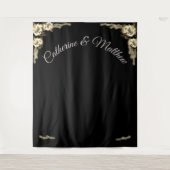 Elegante Rozen Sepia en Zwart Wandkleed (Voorkant)