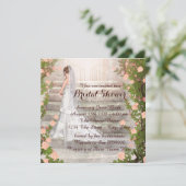 Elegante Rozen Tuin Bruid Bruidsfeest Kaart (Staand voorkant)