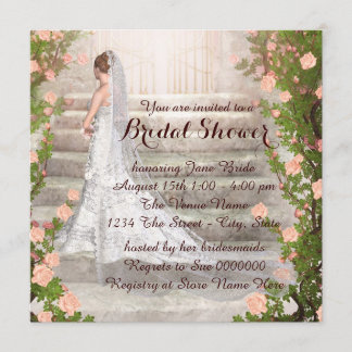 Elegante Rozen Tuin Bruid Bruidsfeest Kaart
