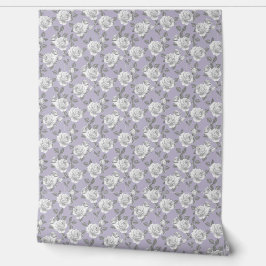 Elegante Rozen tuin in Lavendel Behang