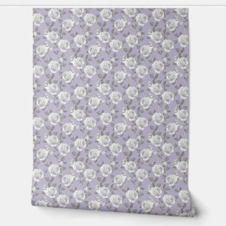 Elegante Rozen tuin in Lavendel Behang