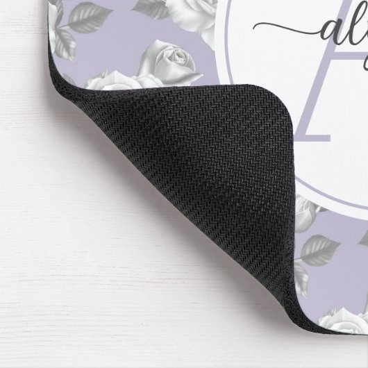 Elegante Rozen Tuin in Lavendel Monogram Muismat (Hoek)