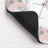 Elegante Rozen Tuin in Roze Monogram Muismat (Hoek)