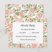 Elegante Rozen tuin in Roze  RSVP Kaartje (Voorkant / Achterkant)