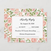 Elegante Rozen tuin  RSVP Kaartje (Voorkant / Achterkant)