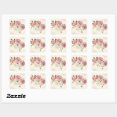 Elegante  Rozen Vierkante Sticker (Vel)