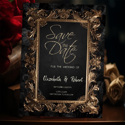 Elegante Rozen Vintage Lijst Gotische Bewaar De Da Save The Date