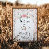 Elegante Rozen & Vlinder Baby shower Welkom Poster