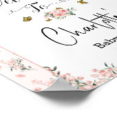 Elegante Rozen & Vlinder Baby shower Welkom Poster (Hoek)