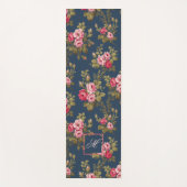 Elegante Rozen w / Monogram-blauwe achtergrond Yogamat (Voorkant)