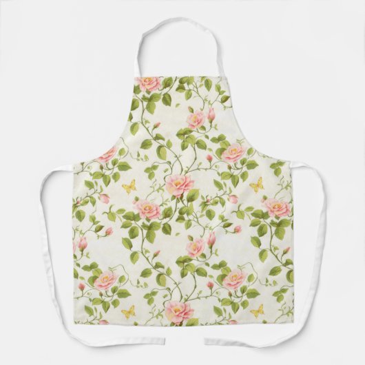 Elegante Rozen Wijnstok Bloei Schort (Voorkant)