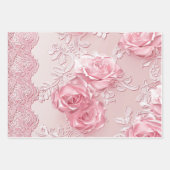 Elegante Rozen Wrapping Paper Flat Sheet Set van 3 (Voorkant 2)