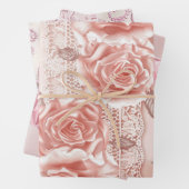 Elegante Rozen Wrapping Paper Flat Sheet Set van 3 (In situ)