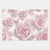 Elegante Rozen Wrapping Paper Flat Sheet Set van 3 (Voorkant 3)