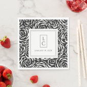 Elegante Rozen zwart wit papier servet (Insitu)