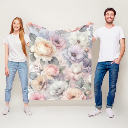 Elegante Rozenbloesems Fleece Deken (In situ)