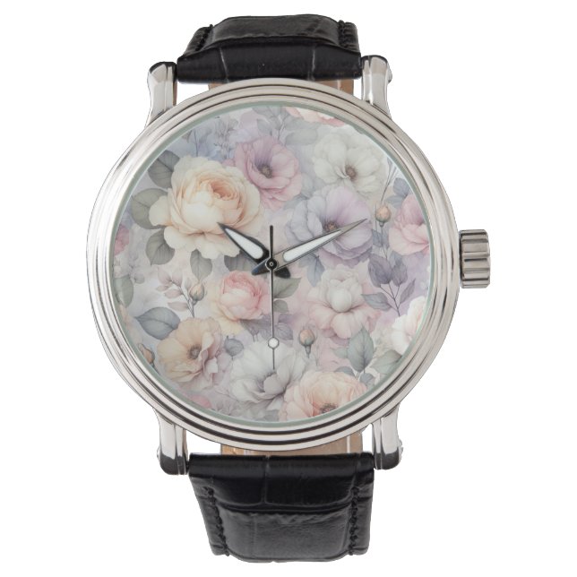 Elegante Rozenbloesems Horloge (Voorkant)