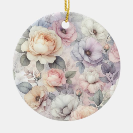 Elegante Rozenbloesems Keramisch Ornament (Voorkant)