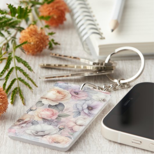 Elegante Rozenbloesems Sleutelhanger (Voorkant Rechts)