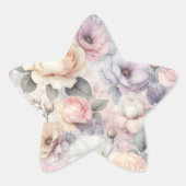 Elegante Rozenbloesems Ster Sticker (Voorkant)