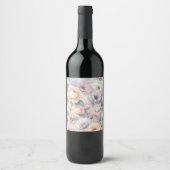 Elegante Rozenbloesems Wijn Etiket (Voorkant)
