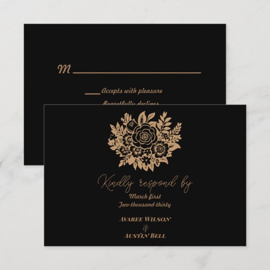Elegante Rozenboeket RSVP Kaartje (Voorkant / Achterkant)