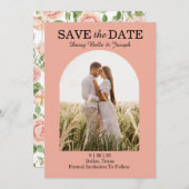 Elegante Rozenhof in Roze  Save The Date (Voorkant / Achterkant)